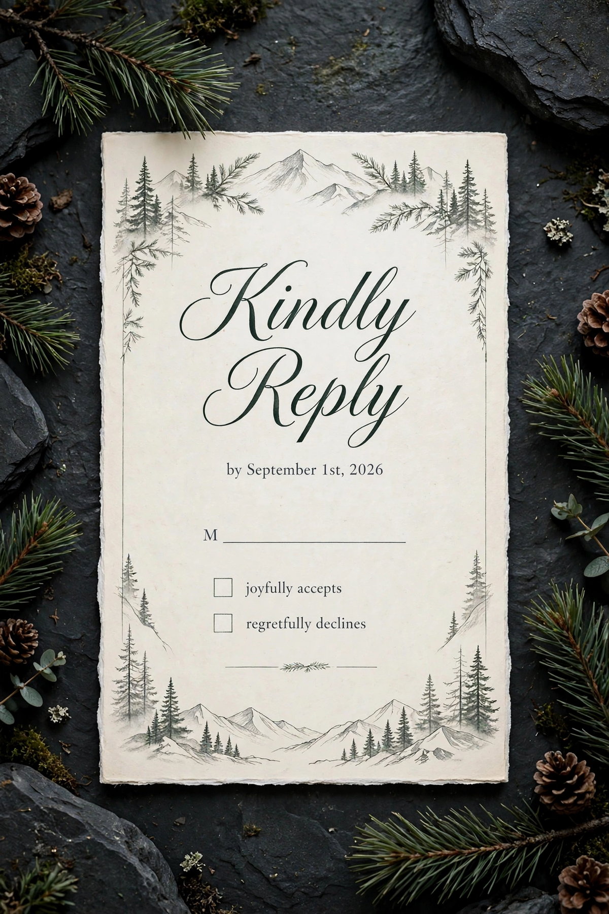 Mountain Elopement wedding rsvp — printable suite by Fête Paper Co.