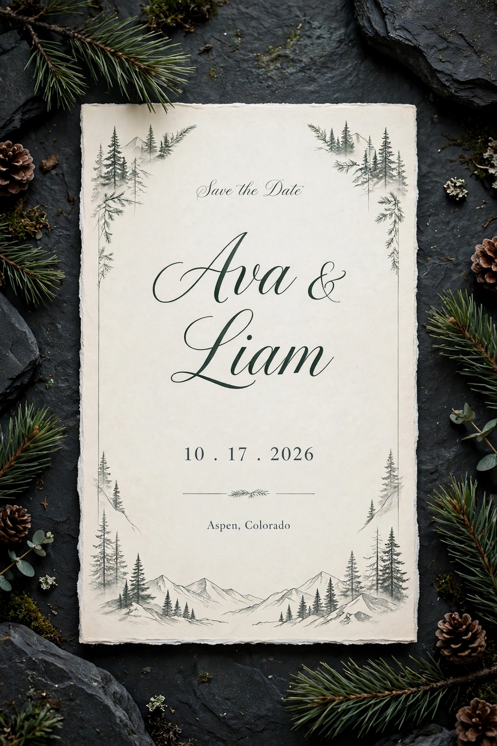 Mountain Elopement wedding save the date — printable suite by Fête Paper Co.