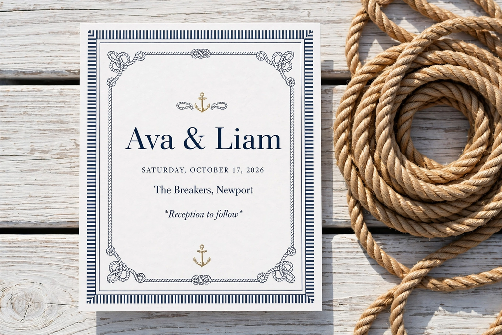 Nautical Navy wedding invite — printable suite by Fête Paper Co.