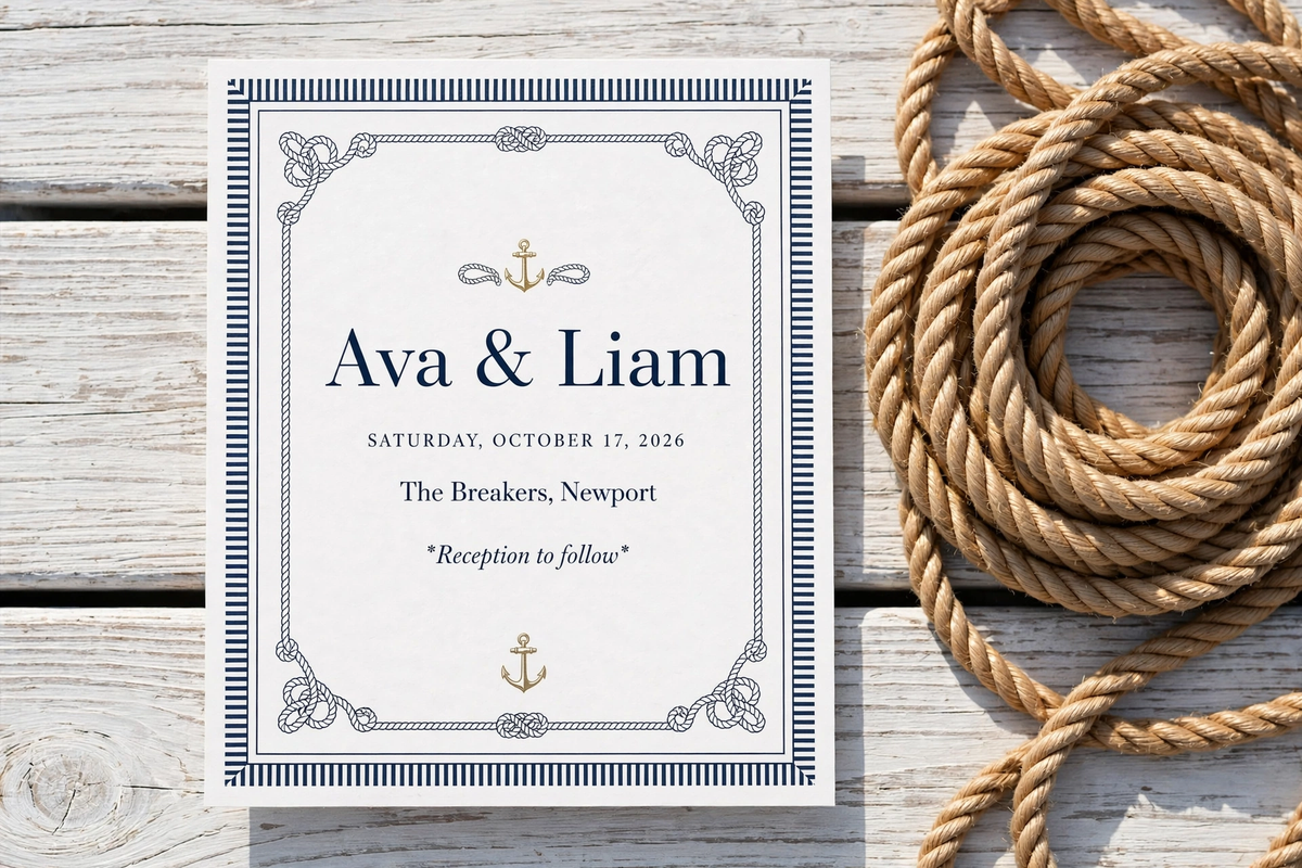 Nautical Navy wedding invite — printable suite by Fête Paper Co.