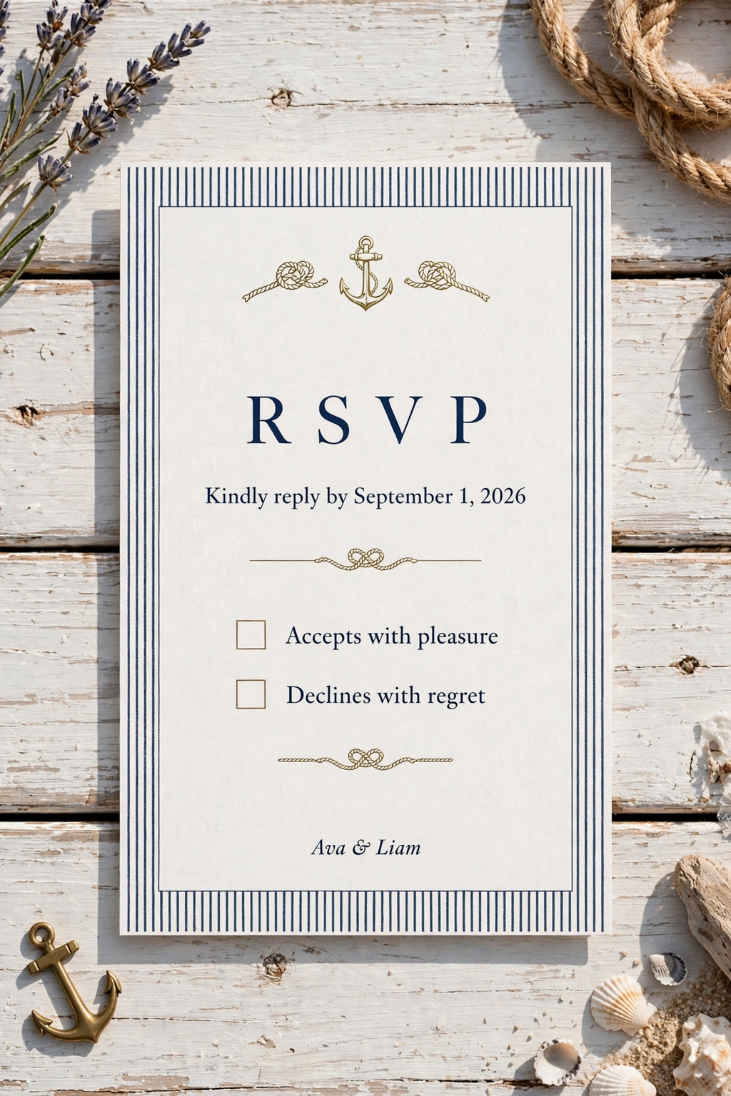 Nautical Navy wedding rsvp — printable suite by Fête Paper Co.
