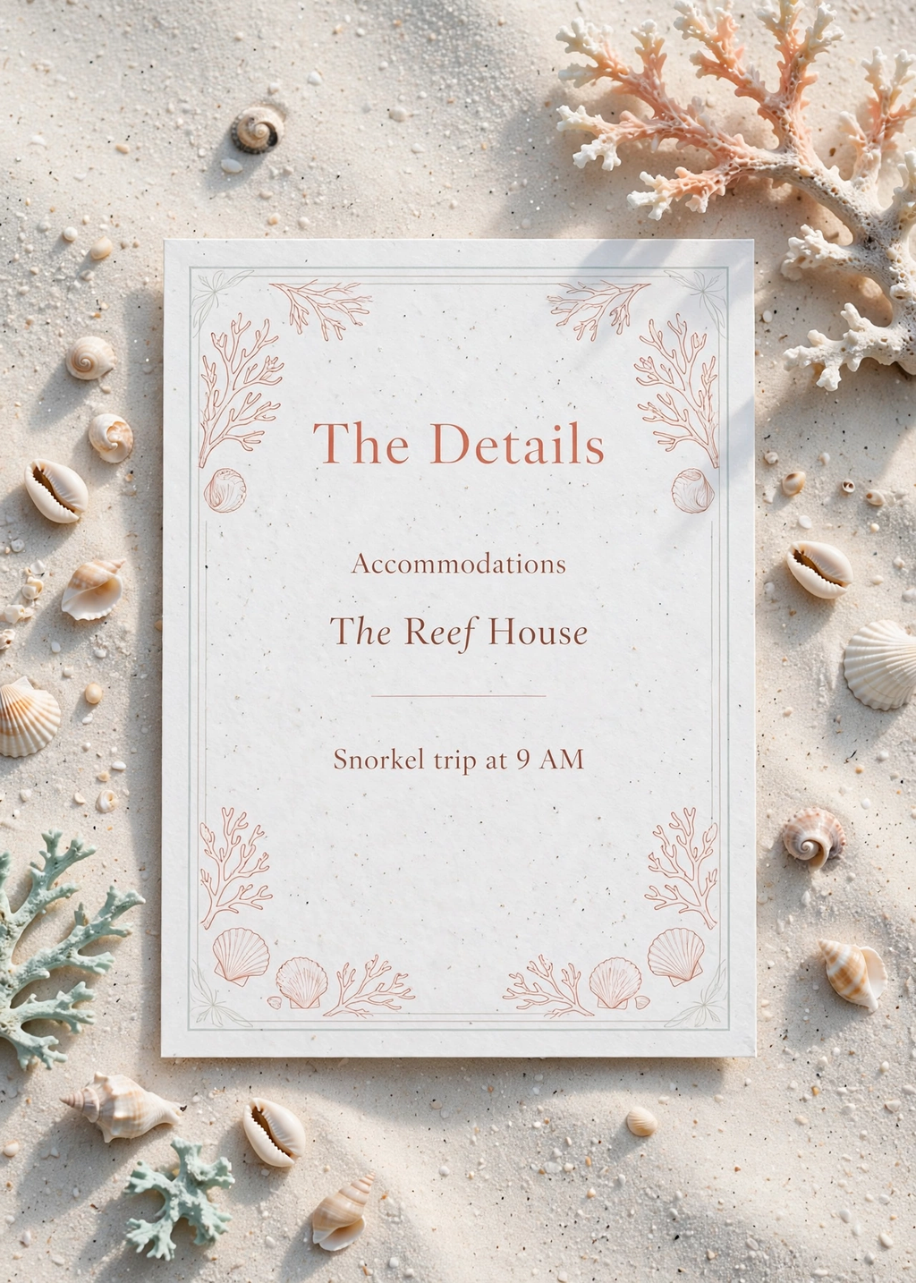 Ocean Coral Reef wedding details — printable suite by Fête Paper Co.