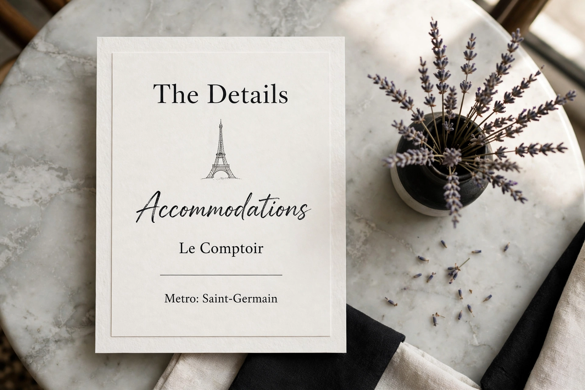 Parisian Café wedding details — printable suite by Fête Paper Co.
