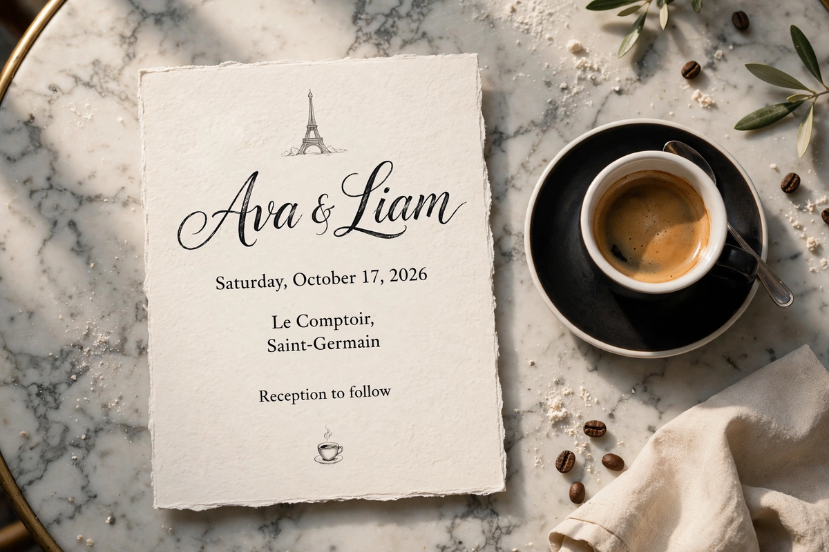 Parisian Café wedding invite — printable suite by Fête Paper Co.