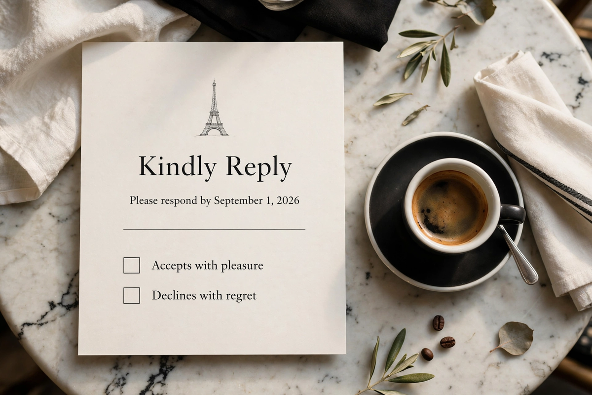 Parisian Café wedding rsvp — printable suite by Fête Paper Co.