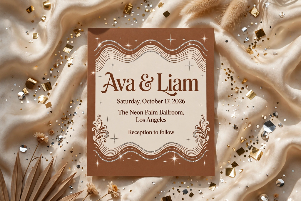 Retro 70s Disco wedding invite — printable suite by Fête Paper Co.
