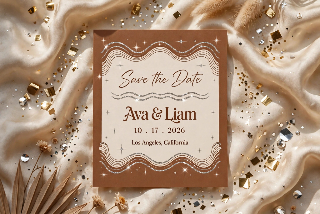 Retro 70s Disco wedding save the date — printable suite by Fête Paper Co.
