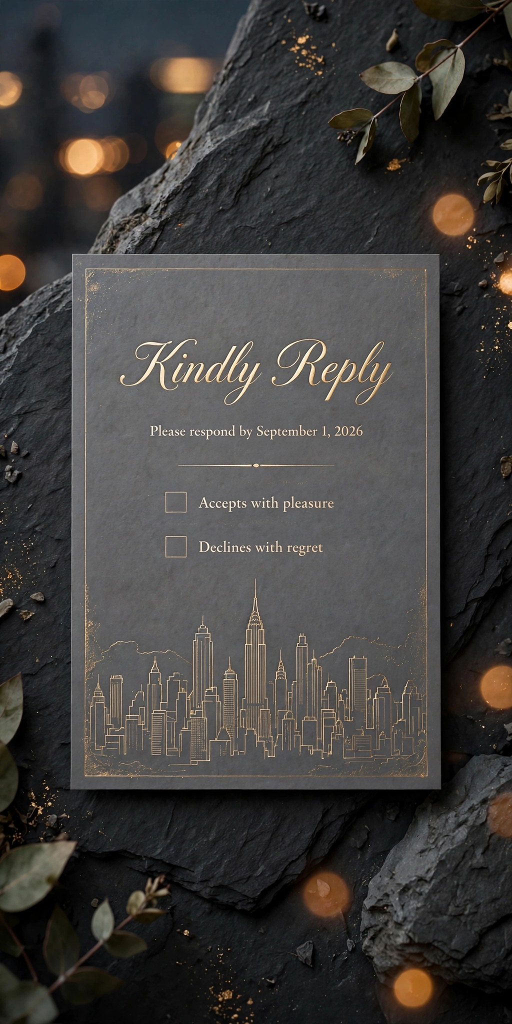 Rooftop Skyline wedding rsvp — printable suite by Fête Paper Co.