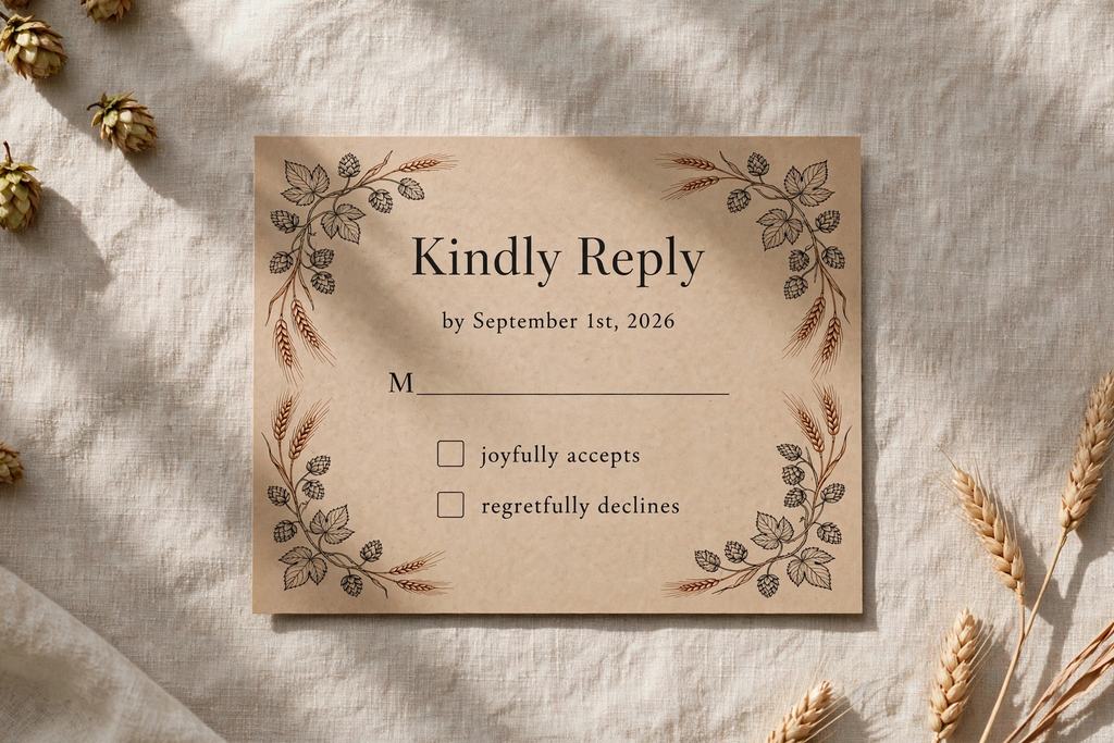 Rustic Brewery wedding rsvp — printable suite by Fête Paper Co.