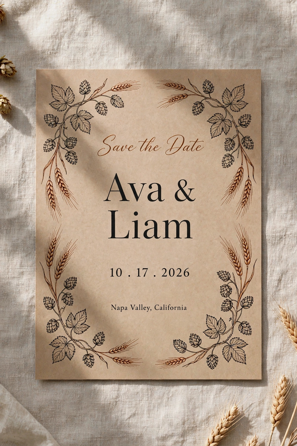 Rustic Brewery wedding save the date — printable suite by Fête Paper Co.