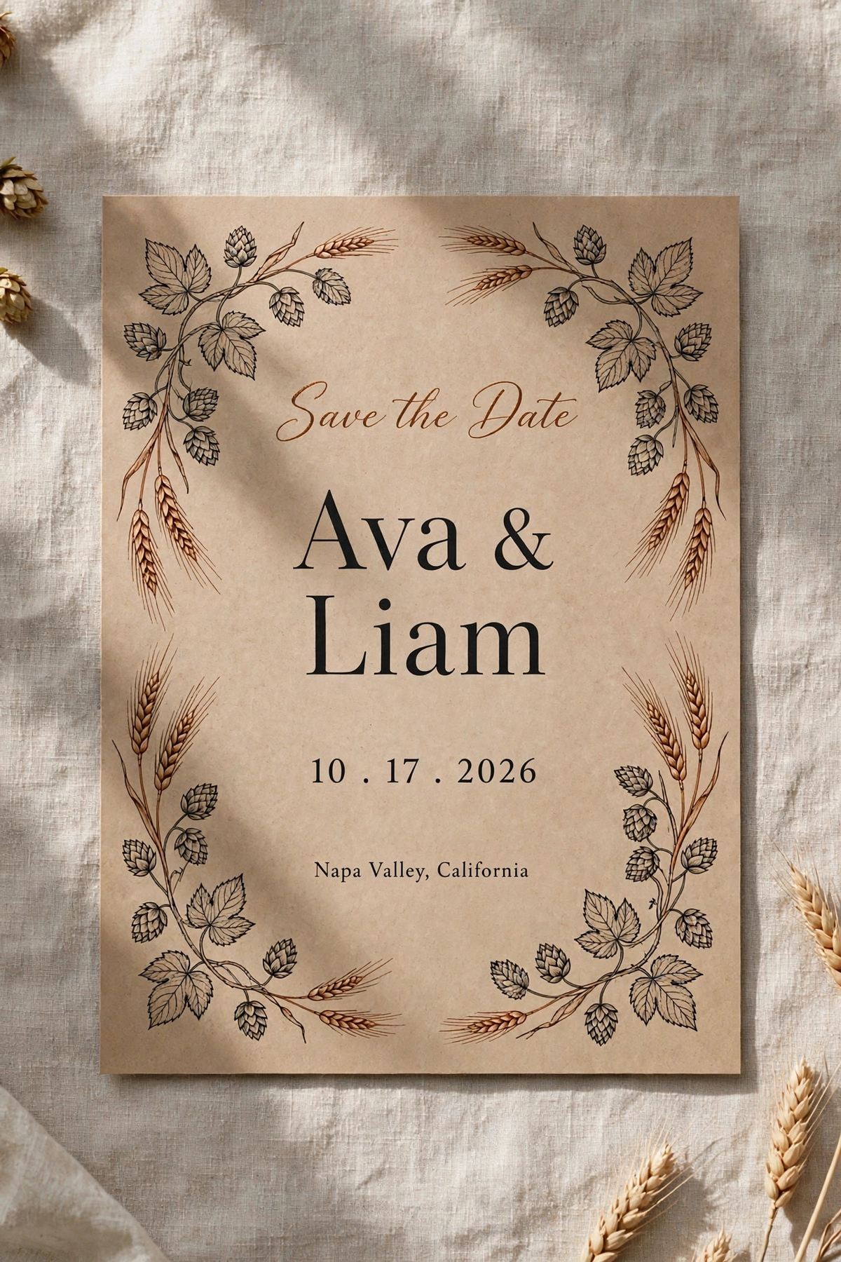 Rustic Brewery wedding save the date — printable suite by Fête Paper Co.