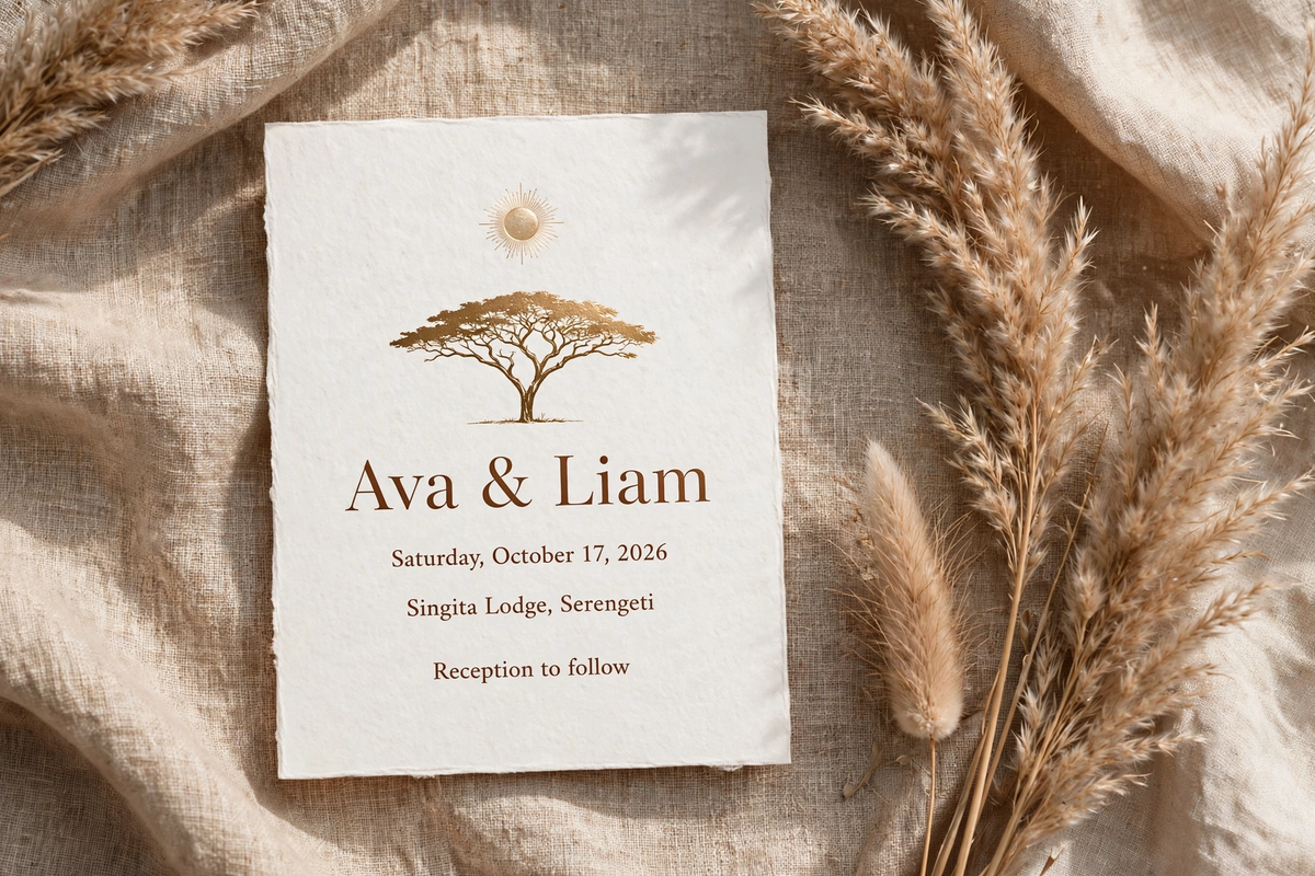 Safari Savanna wedding invite — printable suite by Fête Paper Co.