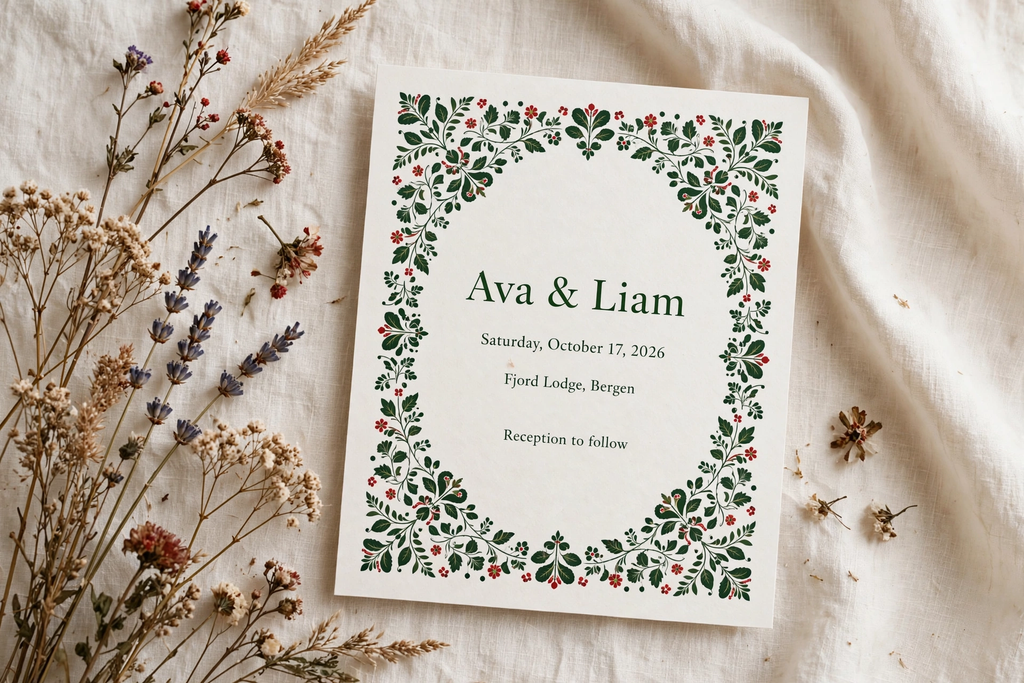 Scandinavian Folk wedding invite — printable suite by Fête Paper Co.