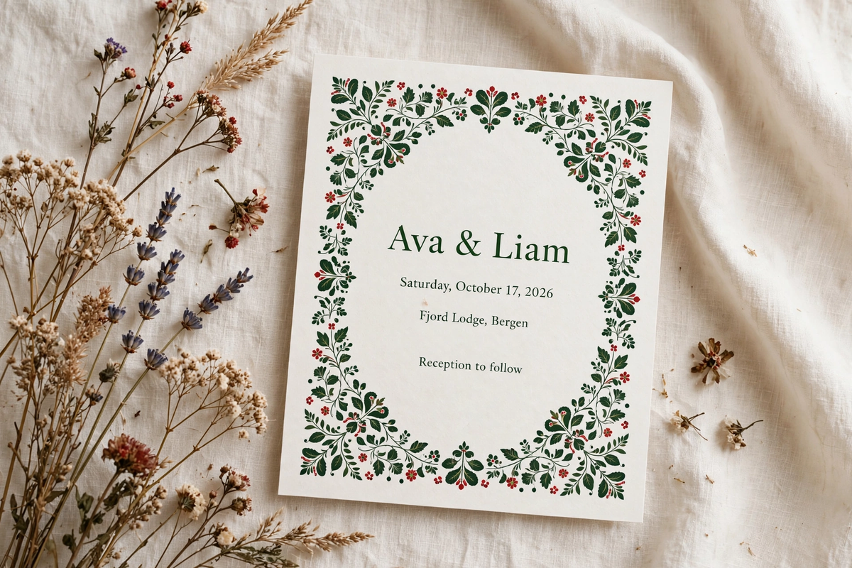 Scandinavian Folk wedding invite — printable suite by Fête Paper Co.