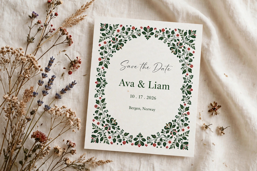 Scandinavian Folk wedding save the date — printable suite by Fête Paper Co.