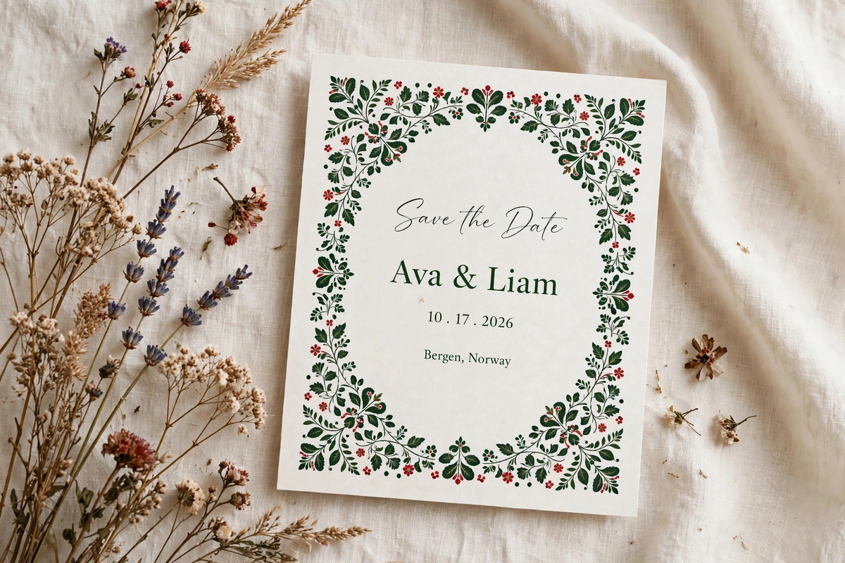 Scandinavian Folk wedding save the date — printable suite by Fête Paper Co.