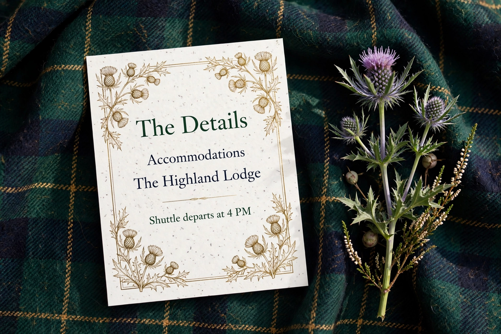 Scottish Highland wedding details — printable suite by Fête Paper Co.