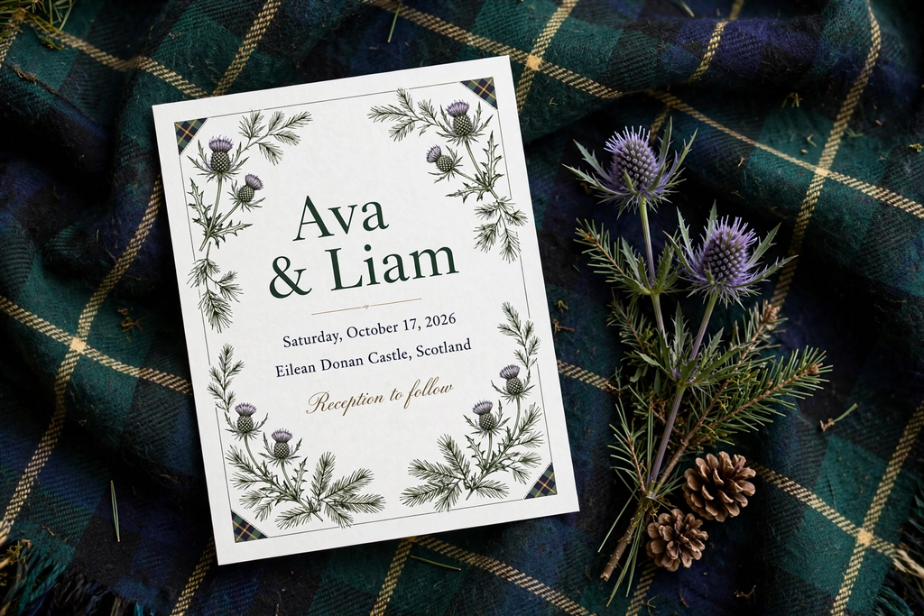 Scottish Highland wedding invite — printable suite by Fête Paper Co.
