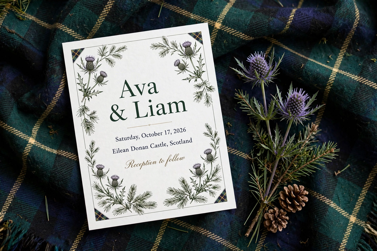Scottish Highland wedding invite — printable suite by Fête Paper Co.