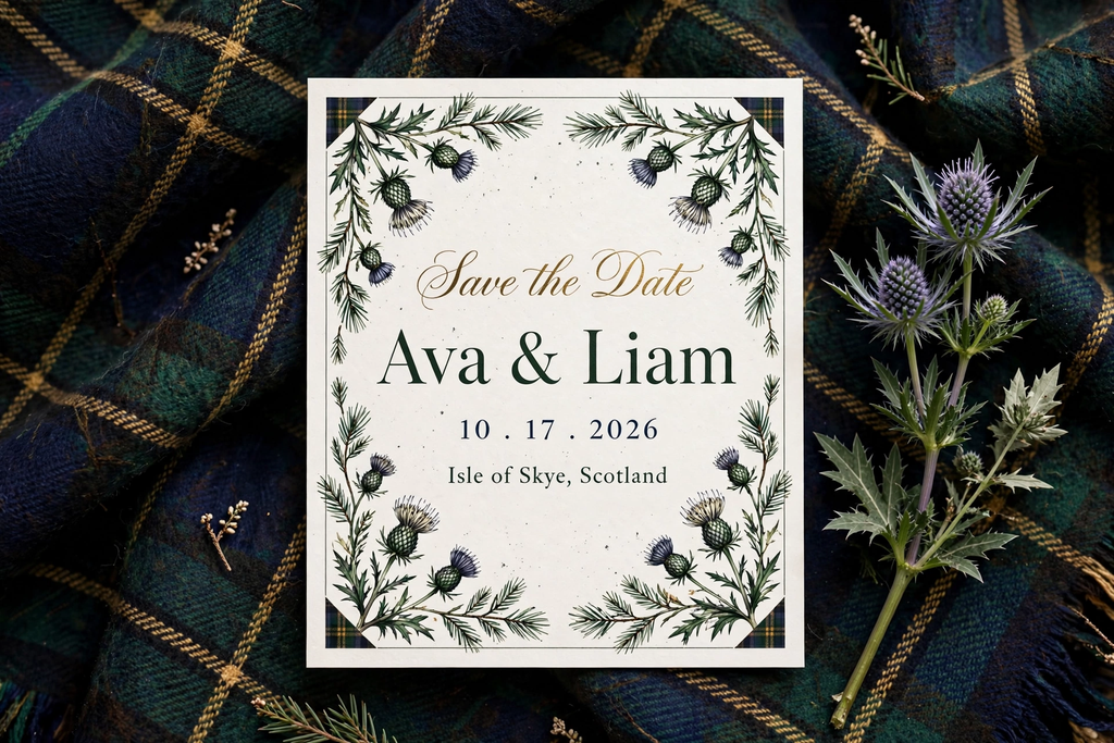 Scottish Highland wedding save the date — printable suite by Fête Paper Co.