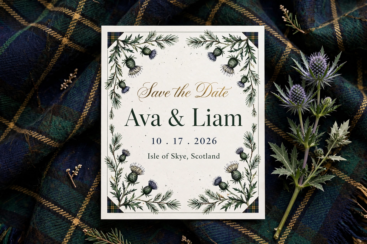 Scottish Highland wedding save the date — printable suite by Fête Paper Co.