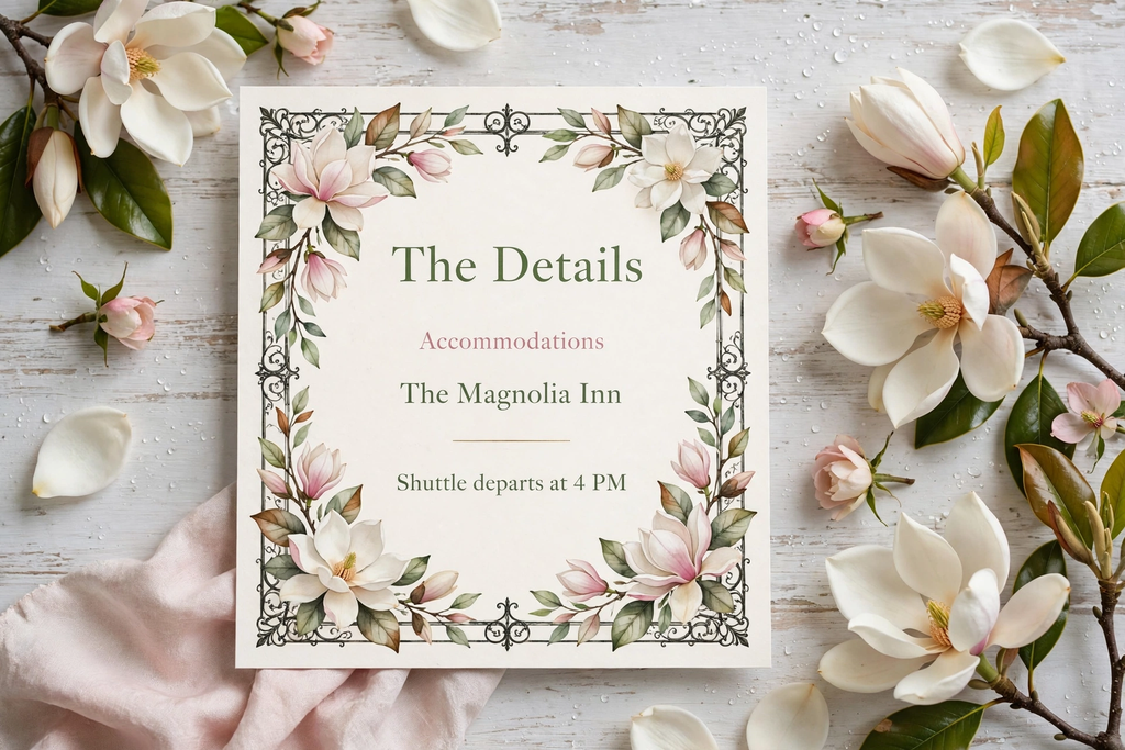 Southern Magnolia wedding details — printable suite by Fête Paper Co.