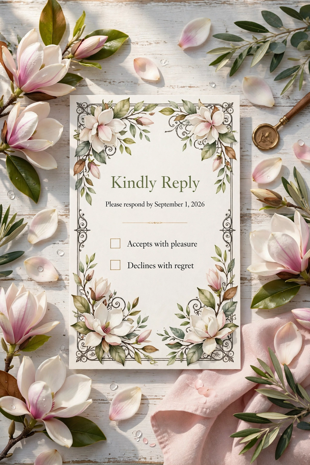 Southern Magnolia wedding rsvp — printable suite by Fête Paper Co.