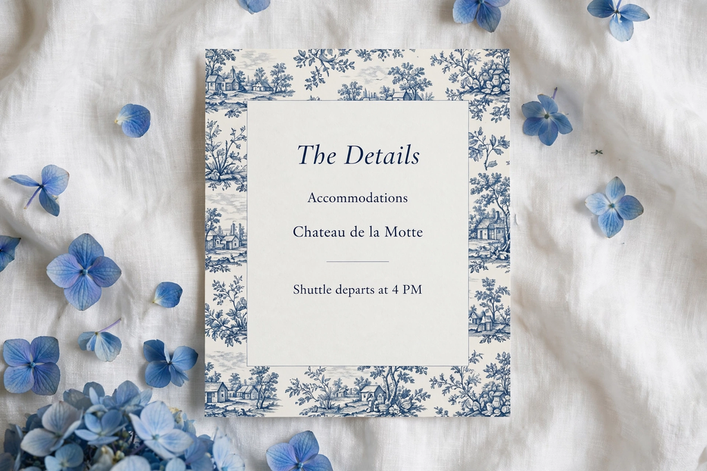 Toile de Jouy wedding details — printable suite by Fête Paper Co.