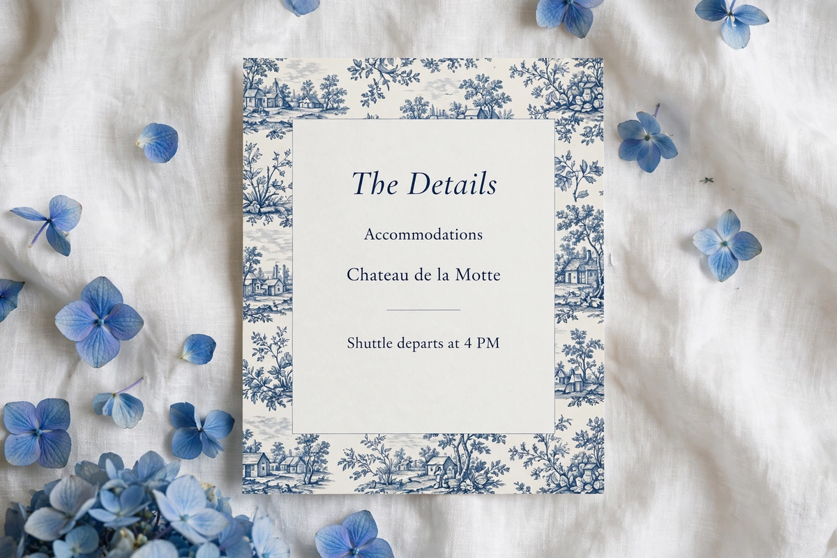 Toile de Jouy wedding details — printable suite by Fête Paper Co.