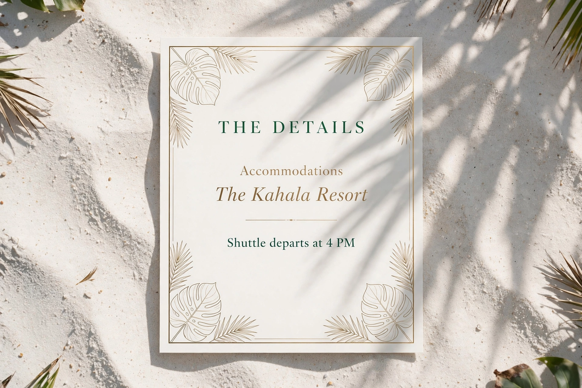 Tropical Palm wedding details — printable suite by Fête Paper Co.