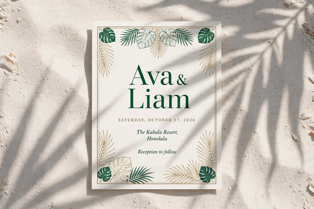 Tropical Palm wedding invite — printable suite by Fête Paper Co.
