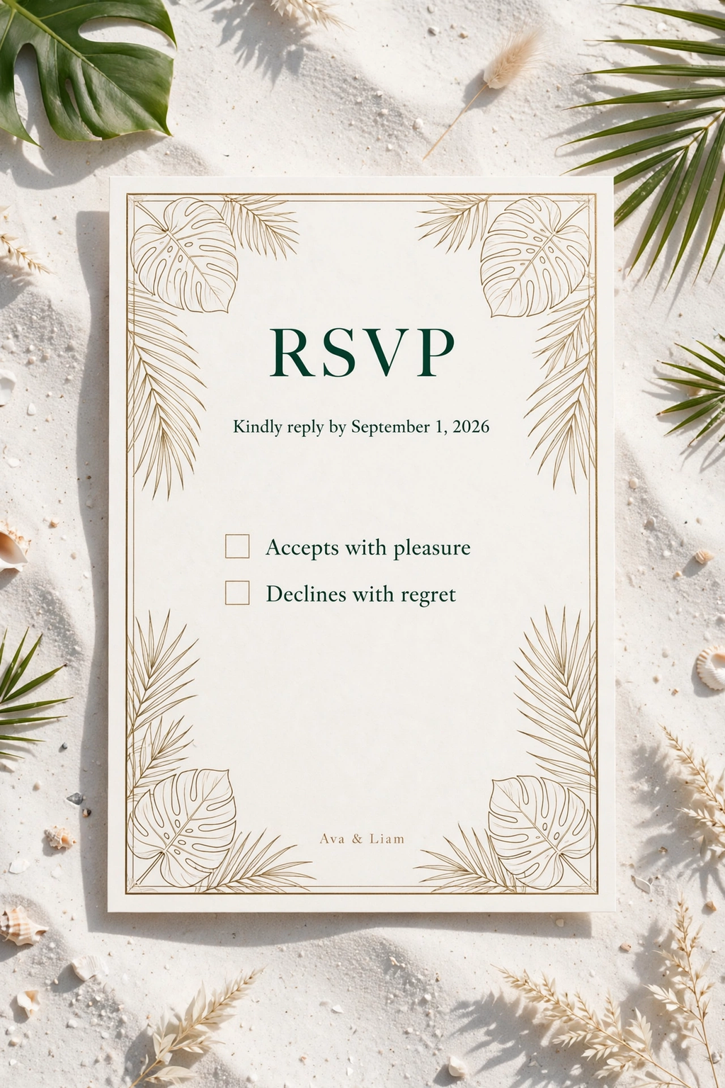 Tropical Palm wedding rsvp — printable suite by Fête Paper Co.