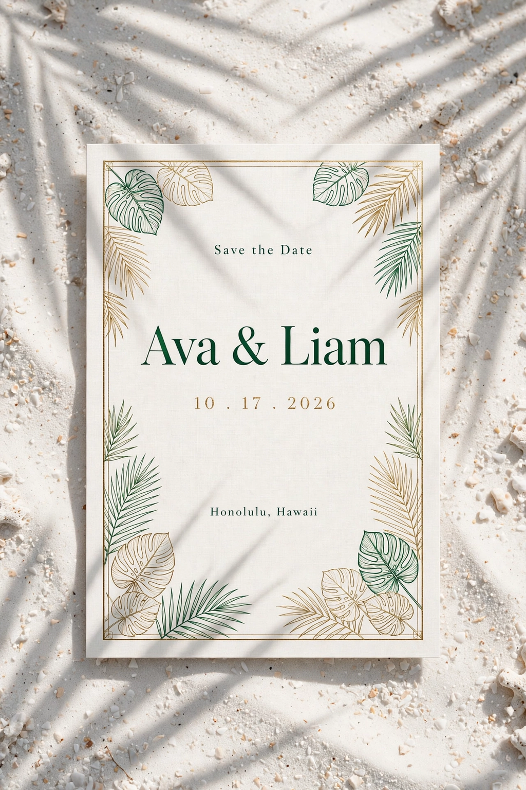 Tropical Palm wedding save the date — printable suite by Fête Paper Co.