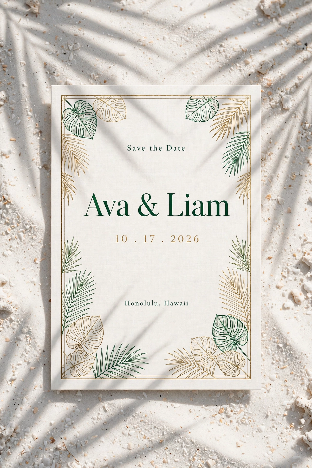Tropical Palm wedding save the date — printable suite by Fête Paper Co.