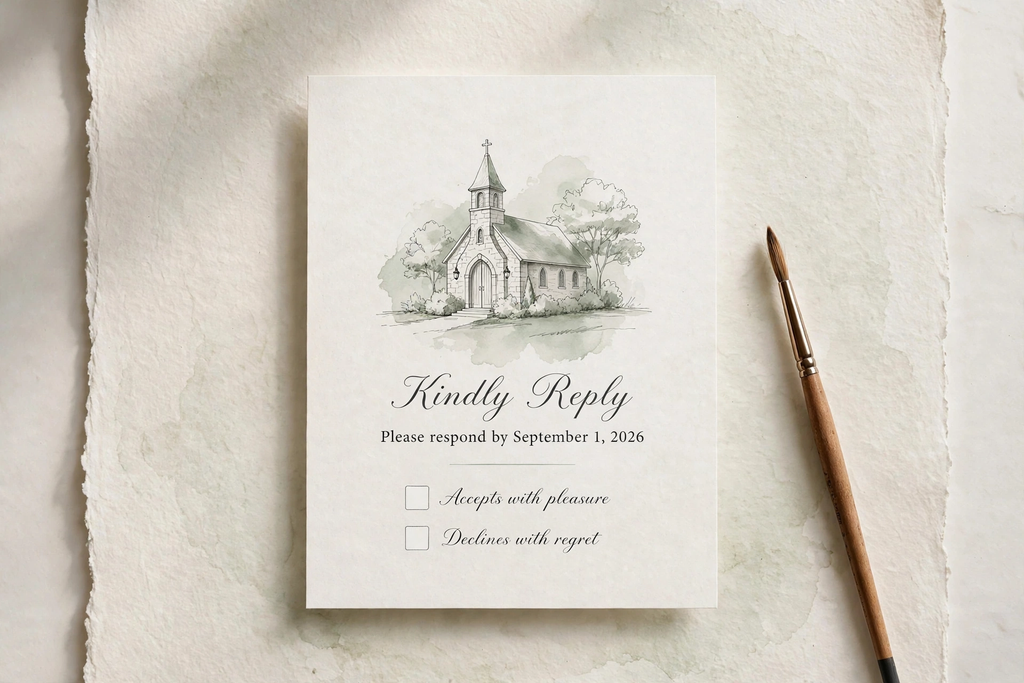 Venue Sketch wedding rsvp — printable suite by Fête Paper Co.