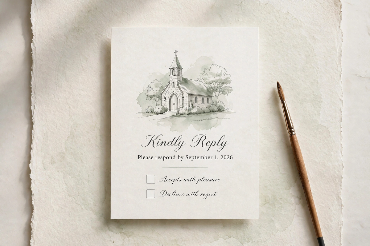 Venue Sketch wedding rsvp — printable suite by Fête Paper Co.