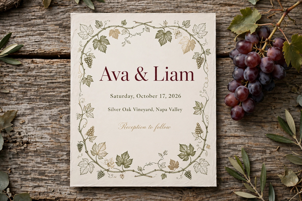 Vineyard Wine wedding invite — printable suite by Fête Paper Co.
