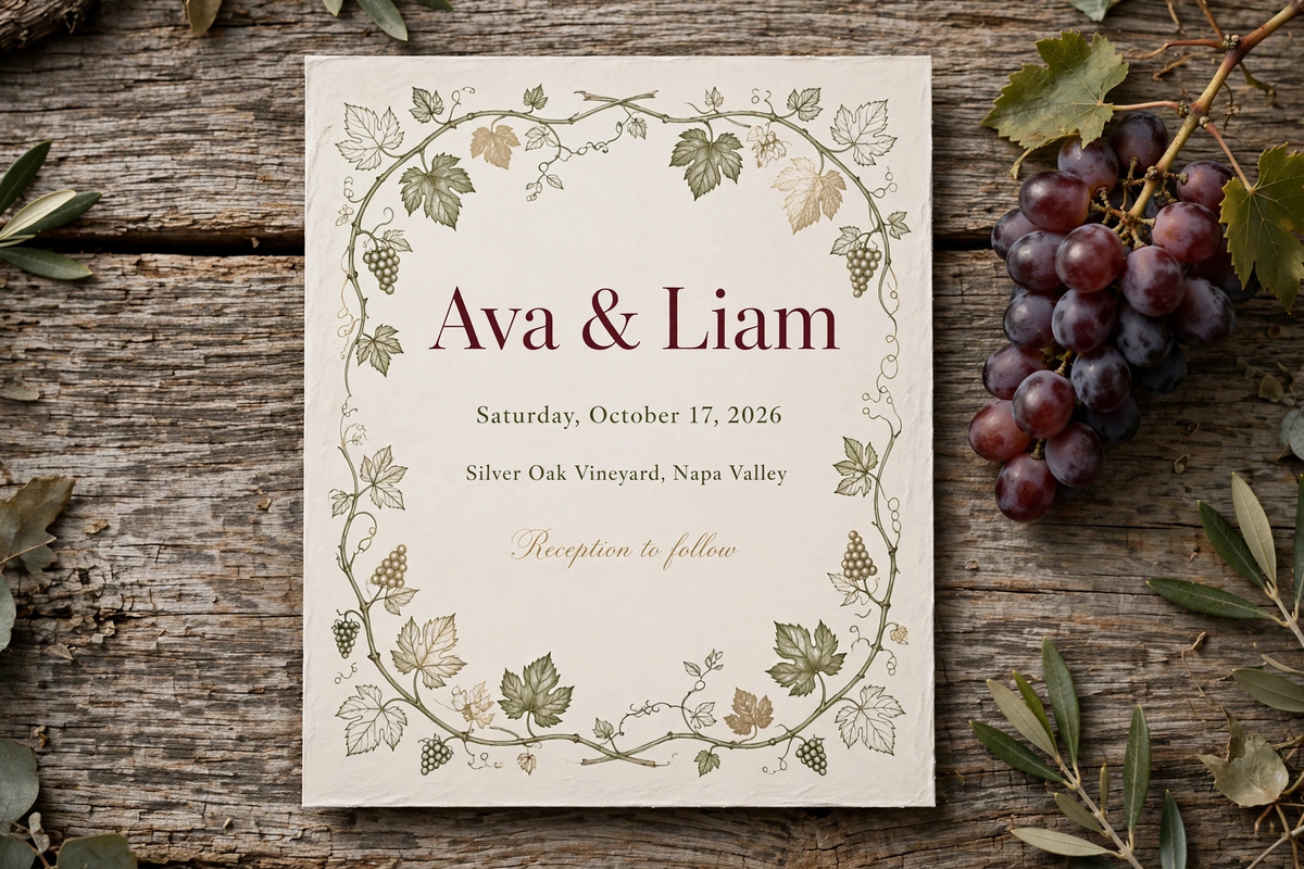 Vineyard Wine wedding invite — printable suite by Fête Paper Co.