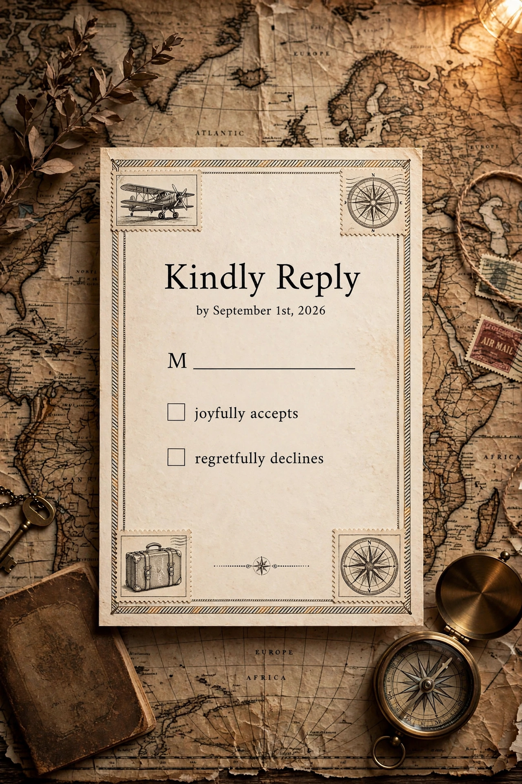 Vintage Travel wedding rsvp — printable suite by Fête Paper Co.