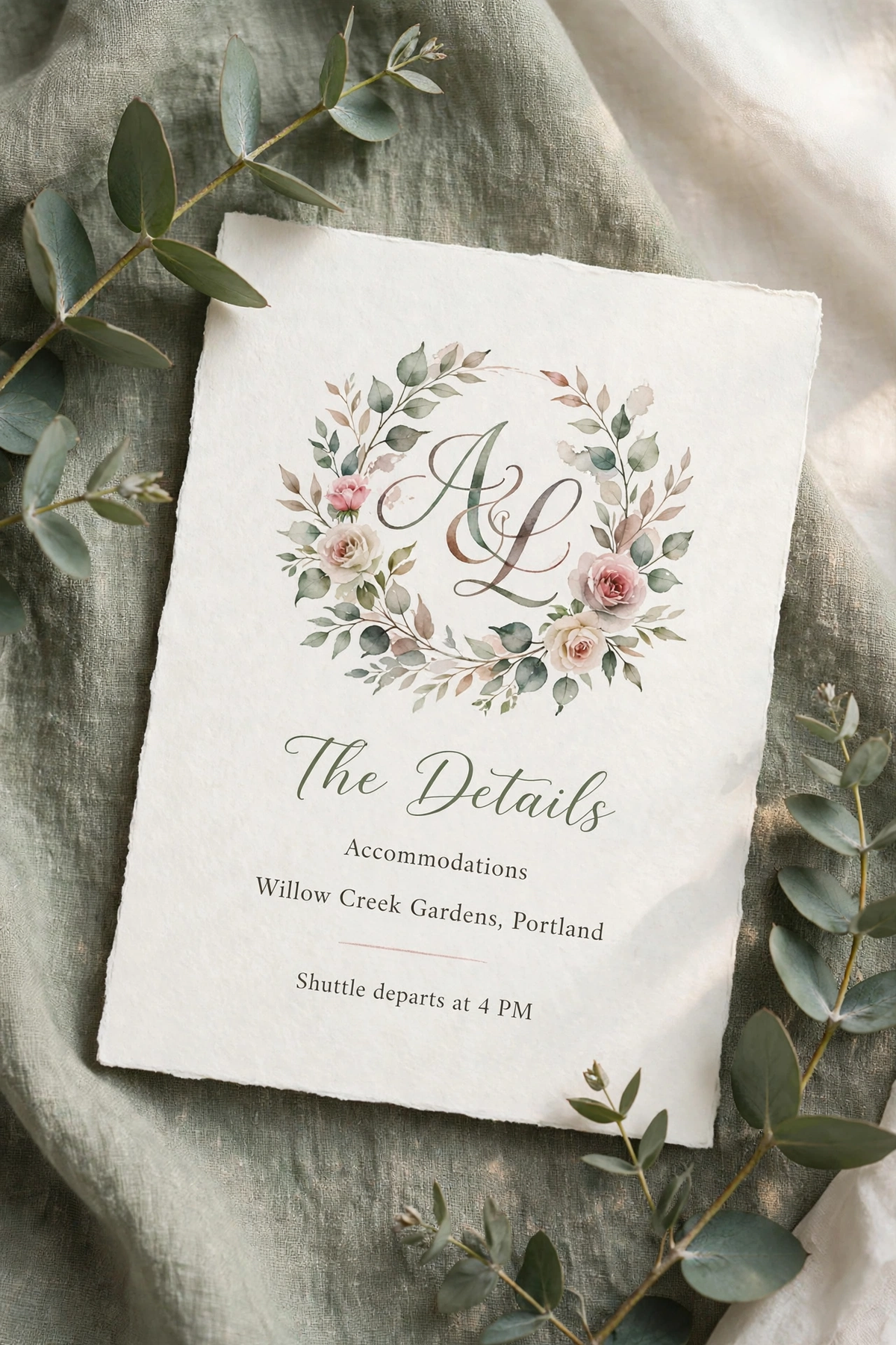 Watercolor Crest wedding details — printable suite by Fête Paper Co.