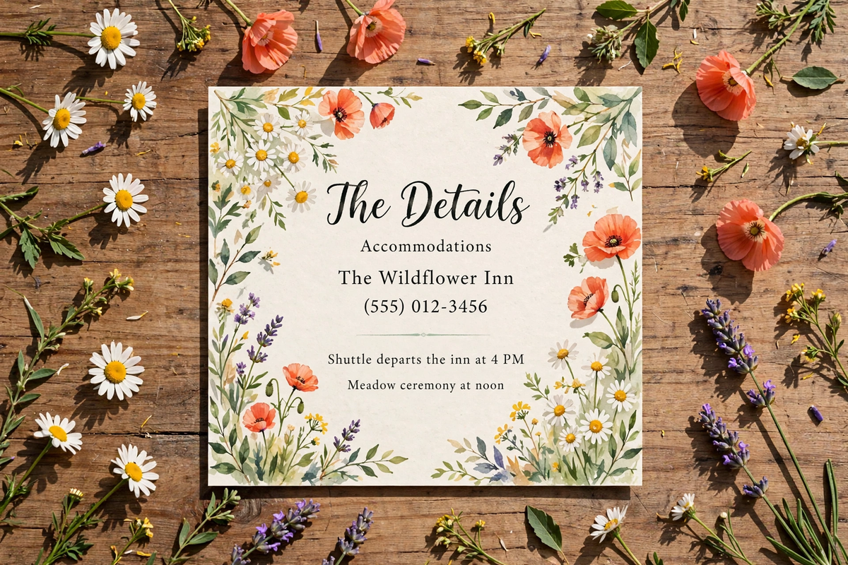 Wildflower Meadow wedding details — printable suite by Fête Paper Co.