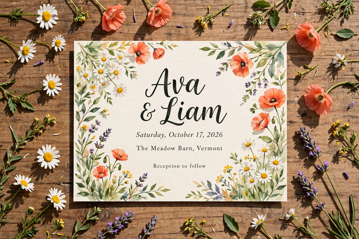 Wildflower Meadow wedding invite — printable suite by Fête Paper Co.