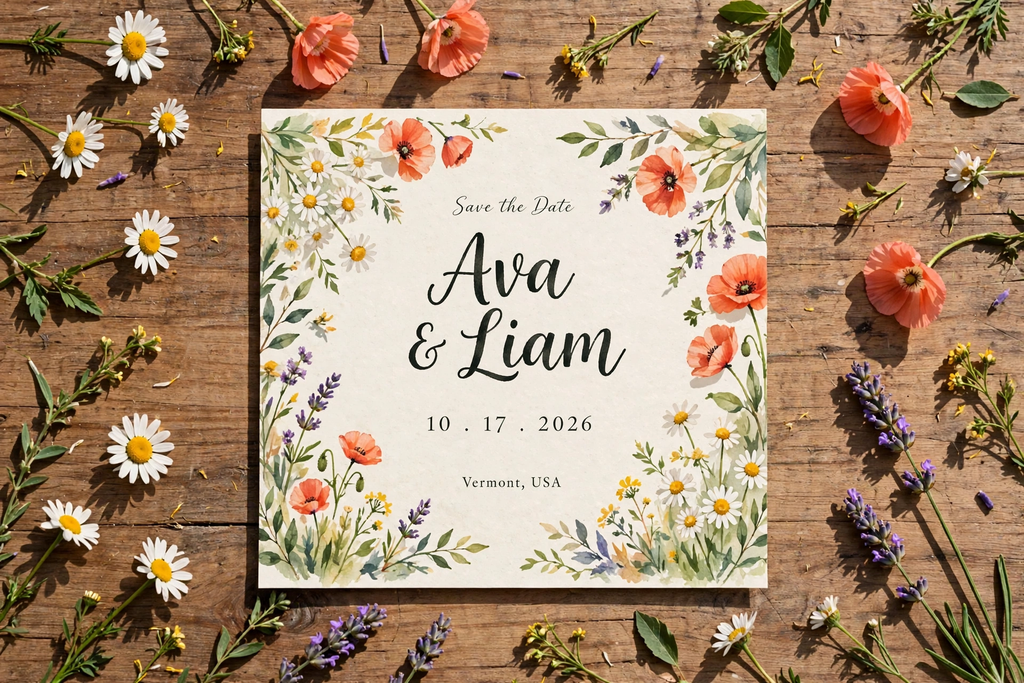 Wildflower Meadow wedding save the date — printable suite by Fête Paper Co.